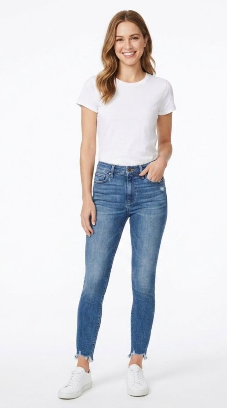 FRAME Le High Skinny Jeans Womens Size 24 Raw Hem Blue Denim Pants 24x27